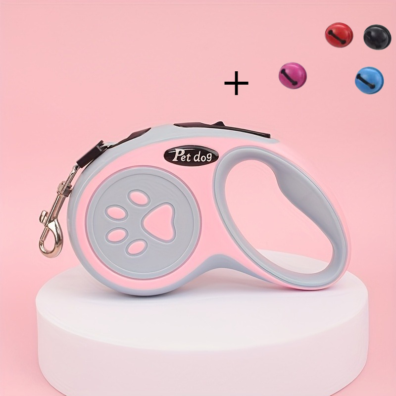 TEMU Pet Retractable Leash, Colorful Paw Print Design, Portable And Durable For Cats And Dogs, Ideal For Outdoor And Playtime