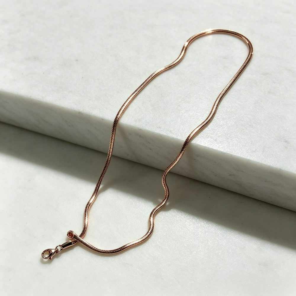 Women's 18K Gold Plated Thin Flat Herringbone Necklace