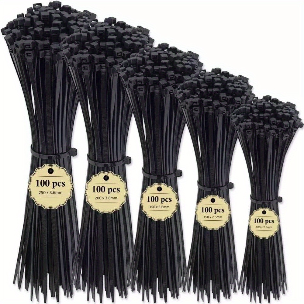 500 1000 pack cable ties assorted zip ties black mixed 100 150 150 200 mm sizes