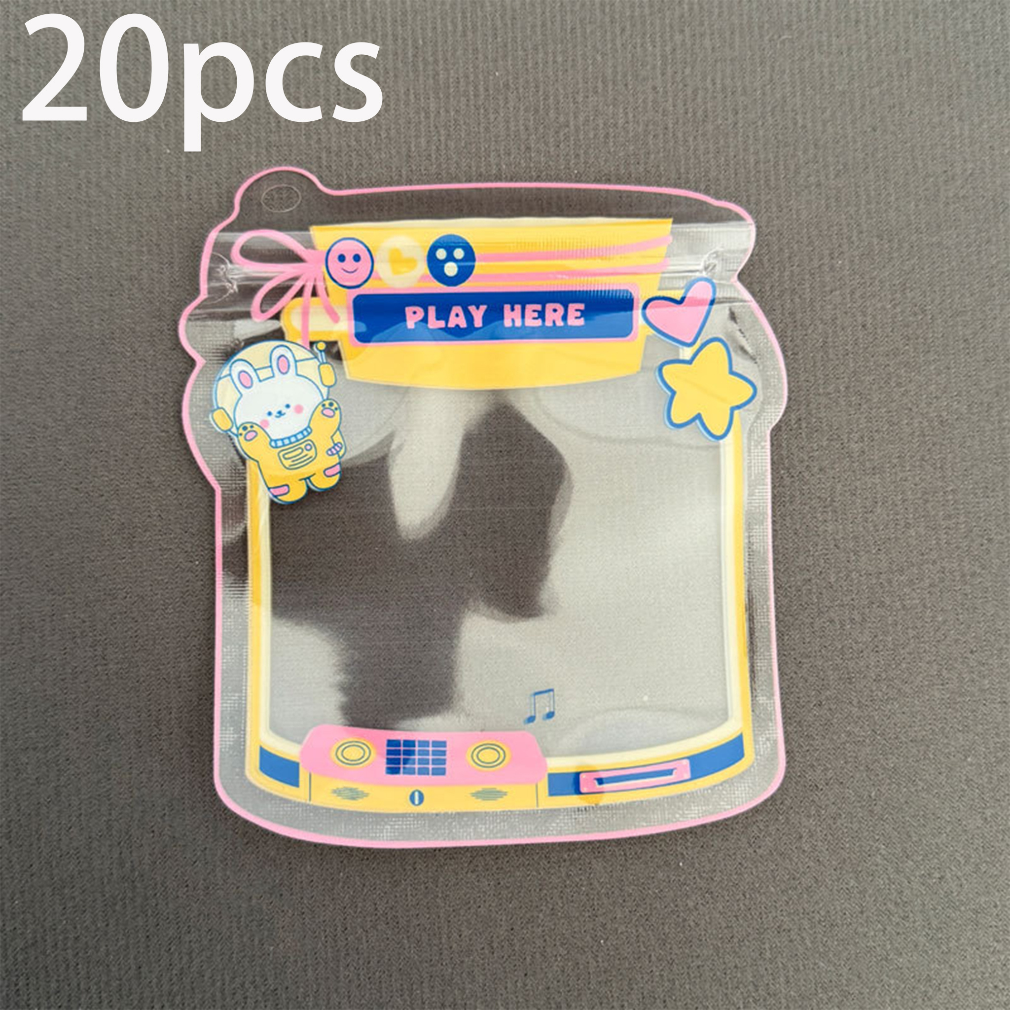 TEMU 20-pack Mini Bottle-shaped Cartoon Self-sealing Bags, Cute Rabbit Transparent Pvc Cute Sealing Zipper Bags, Suitable For Jewelry, Candy, Small