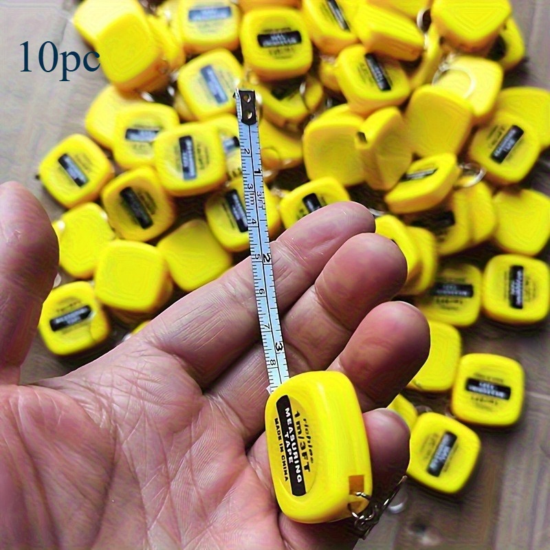 10 Retractable Tape Measure Keychains - 1m/3ft Compact Pocket Size - Suitable For Daily Use, Parties, Schools And Promotional Gifts - Metal Blade