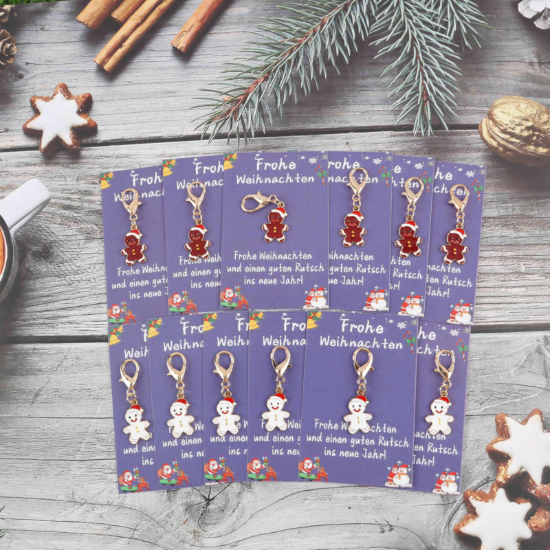 Image of Gift For Her/him A Lovely Christmas Series Of Gingerbread Man Keychain Sets With German 'merry Christmas' And Greeting Cards, Perfect As Gifts For During The , As Well As For New Year And Good Luck