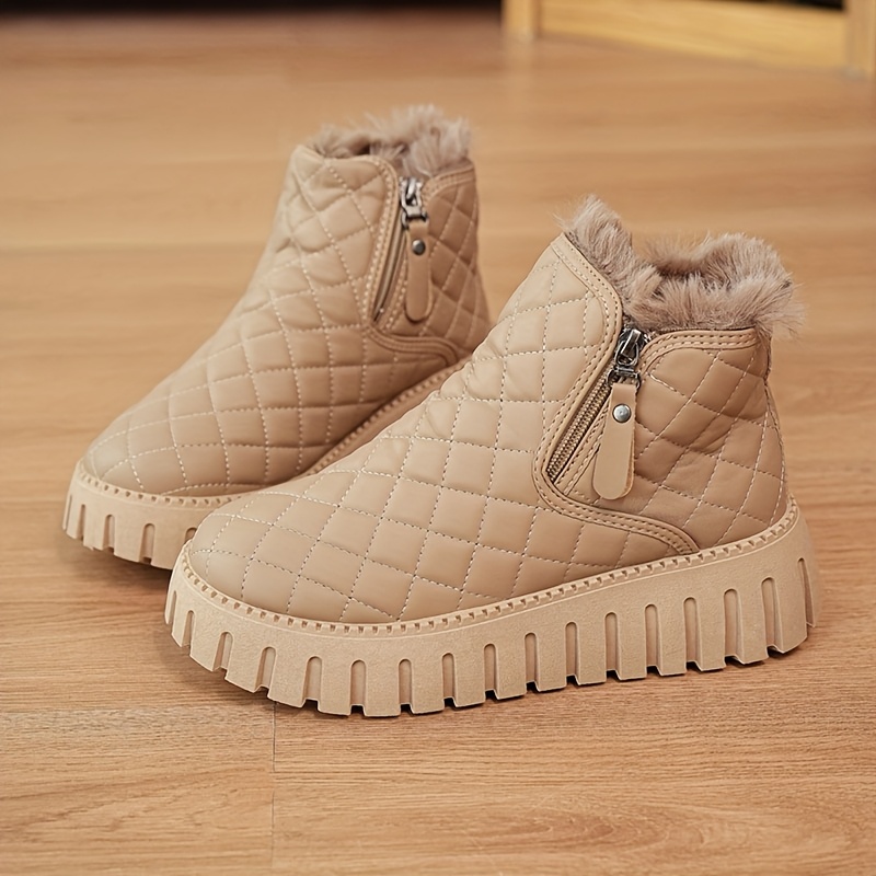 Women's Zip-Up Round-Toe Ankle Boots for Winter
