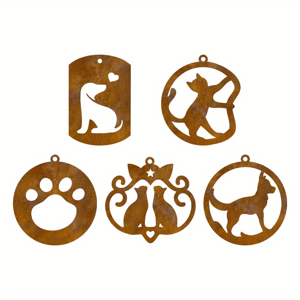 TEMU 5 pezzi di ornamenti in metallo a tema cane e gatto per alberi di Natale - Segnali e targhe decorative per feste , idee regalo uniche per le