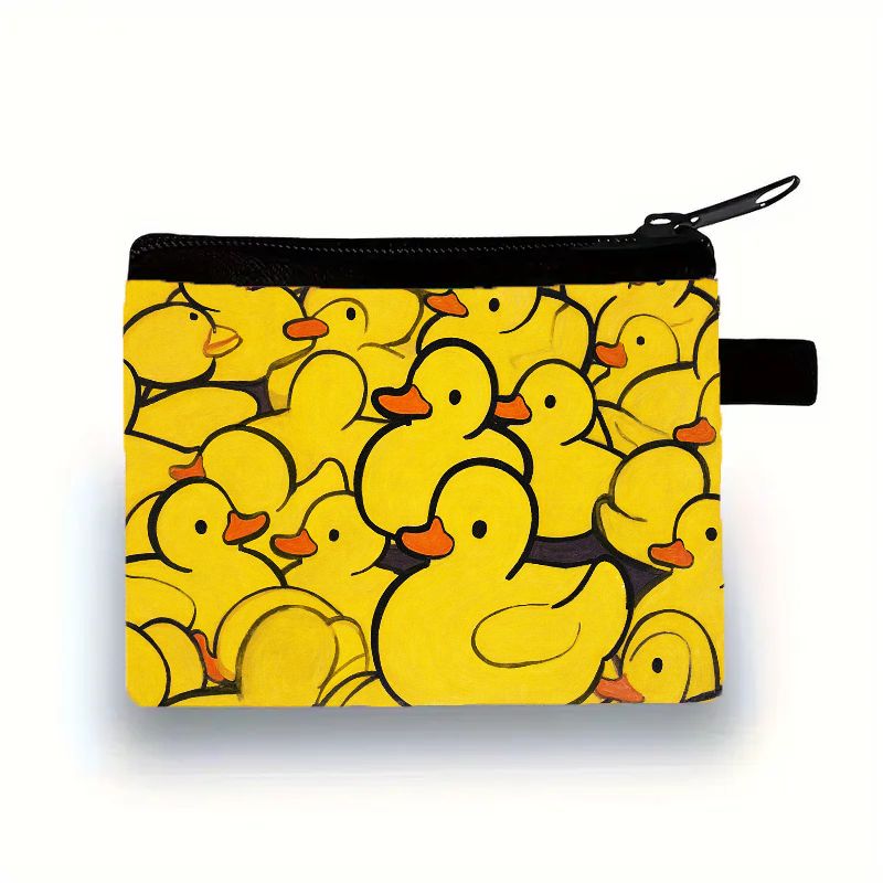 TEMU Adorable Yellow Duck Zippered Pouch, Cute Cartoon Coin Purse For Women, Holds Keys Lipstick Cards, Perfect Gift With Birth Flower Bouquet Idea,