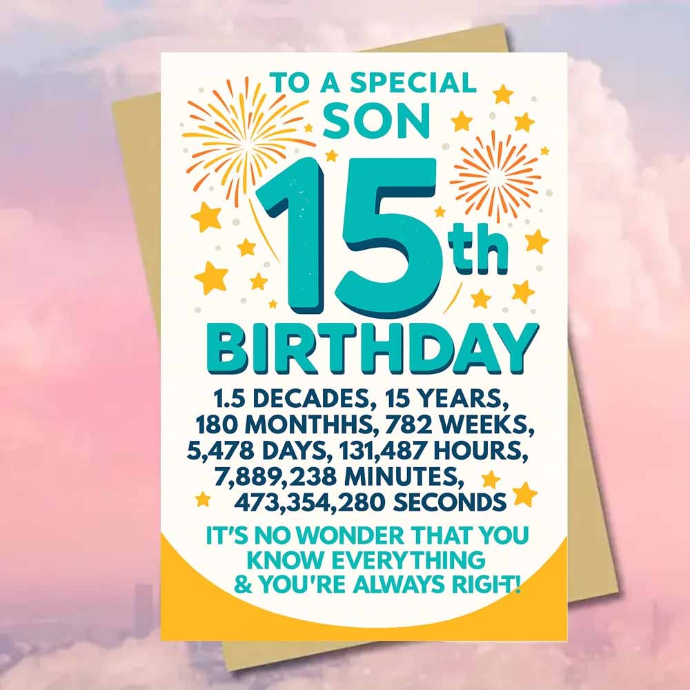 TEMU 1pc Special 15th Birthday Celebration Card With Fireworks And Greeting Card With Envelope Milestone Age Humor And Fun Graphic For Birthday