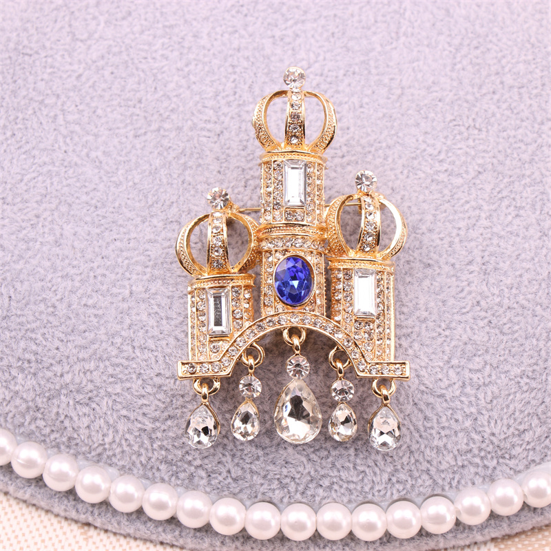 1pc elegant cute cartoon castle brooch pin enamel novelty accessory chic gemstone embellished badge unisex fashion lapel pin with for gifts and celebrations details 2