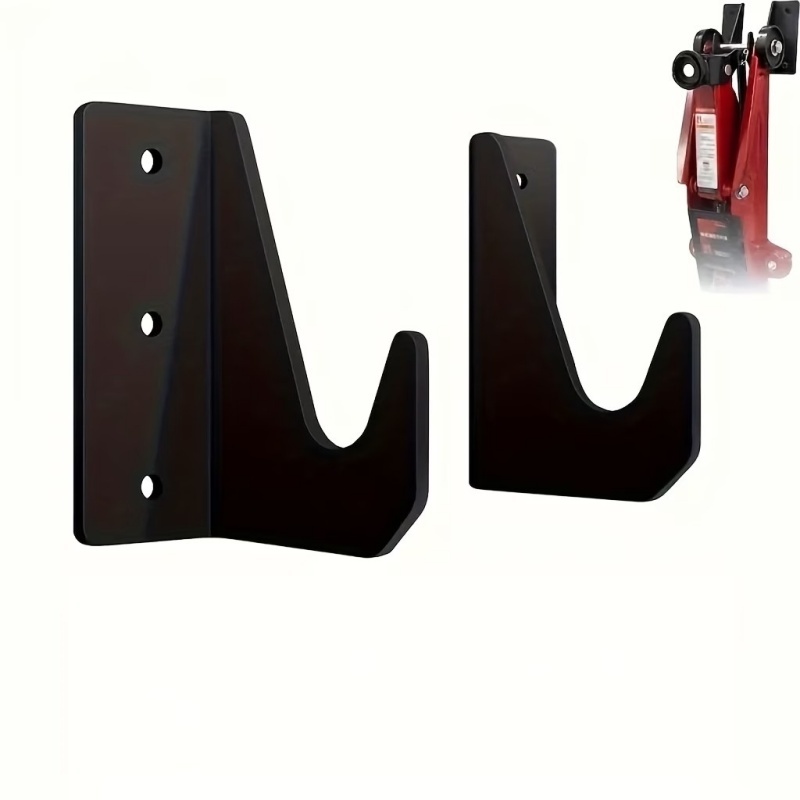 TEMU 2pcs Set Of Heavy-duty Stainless Steel Wall-mounted Jack Hooks, Garage Tool Storage Rack (black), Suitable For Garage, Workshop, Garden Storage