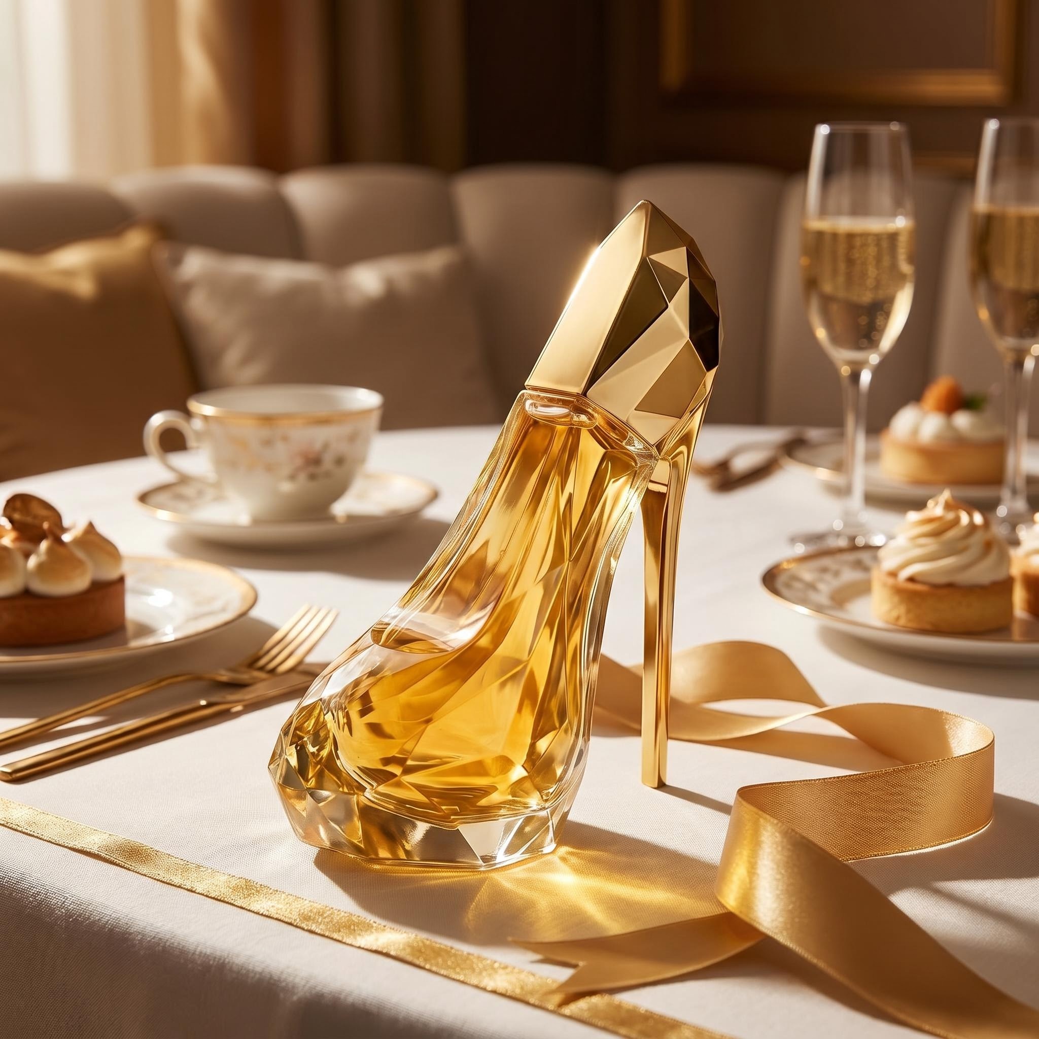 TEMU Parfum de Luxe Eau de Parfum Doré pour Femme - Talon Haut avec Parfum Chaud de Vanille, et Miel, Fragrance Adaptée pour les Fêtes, Mariages,
