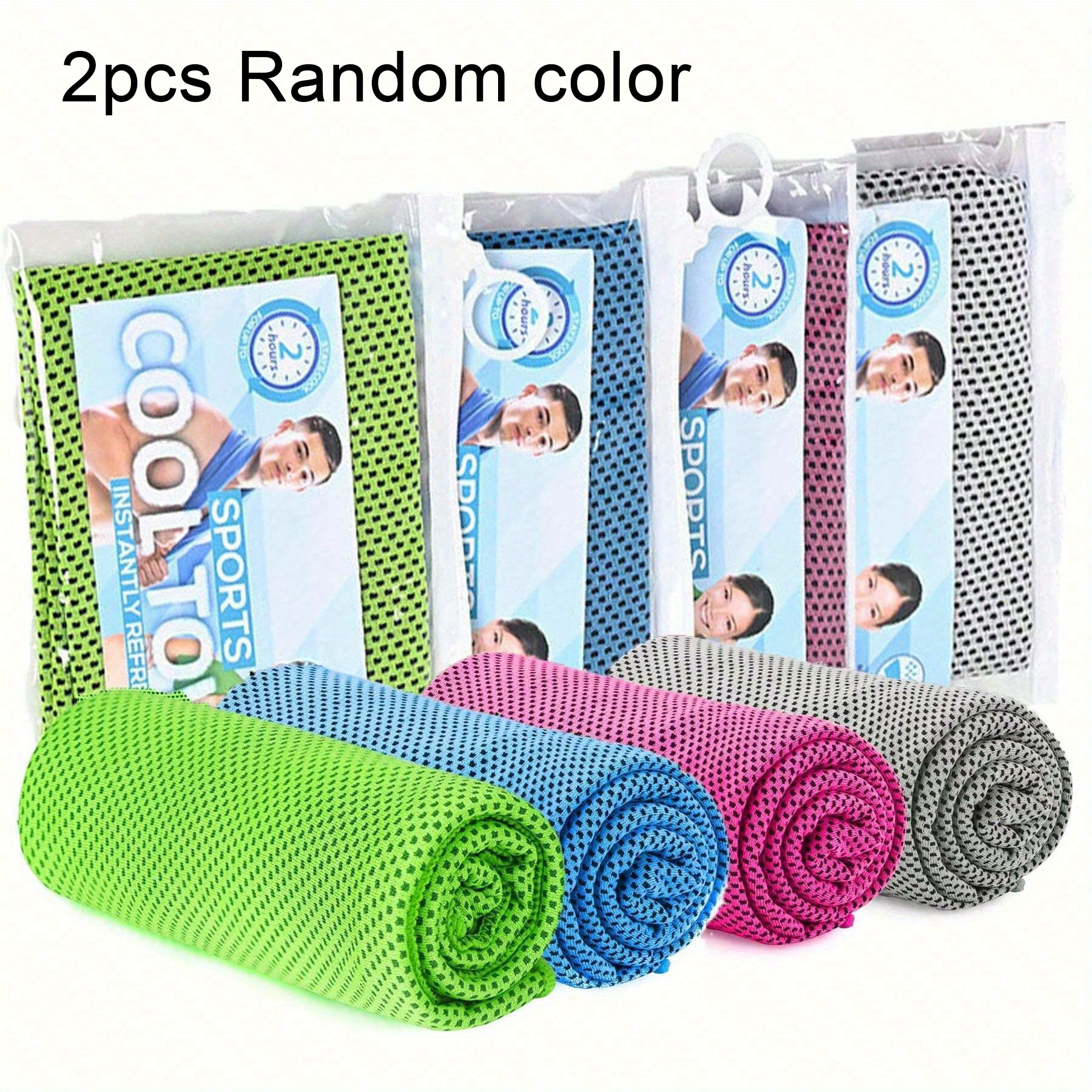 2pcs Pink And Random Color X 12 Inches (80 X 30 Cm) Ice Towels, Soft Breathable Quick- Cooling Towels, Neck Facial Ice Compress Towels, Gym Sweat Towels
