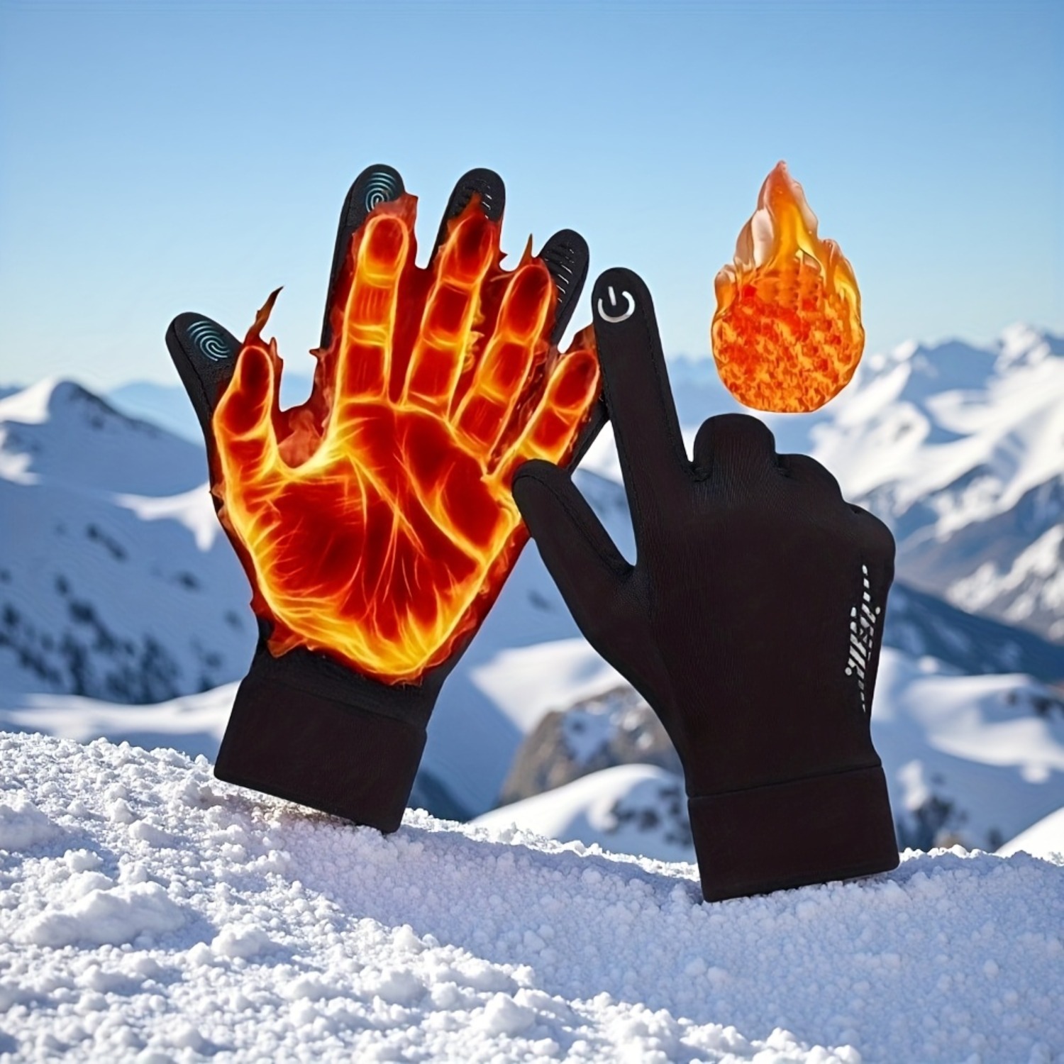   mens and womens warm gloves suitable for all   feature a flame pattern and are perfect for   activities such as running hiking cycling and skiing