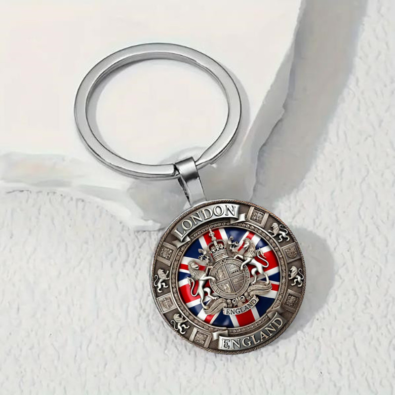 

England Zinc Alloy Keychain - Men's Accessory With A Time Gem Design - Unique Bag Pendant, Birthdays And Anniversaries