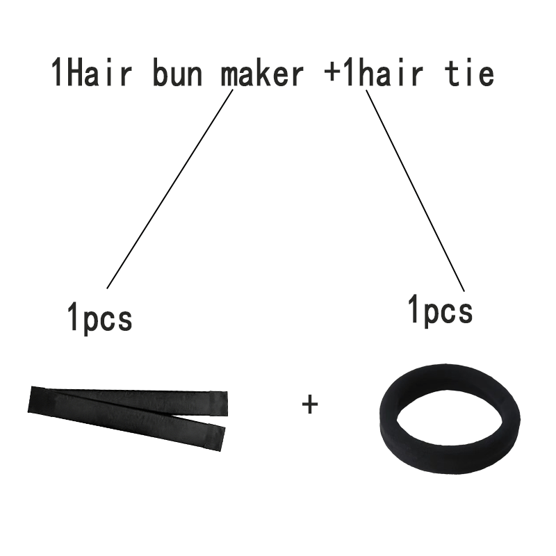 TEMU 2pcs(1hair Bun Maker+1hair Tie)solid Black Lazy Hair Bun Maker For Women, Soft Polyester Cloth Material, Hairstyle Tool To Create Elegant Updos,
