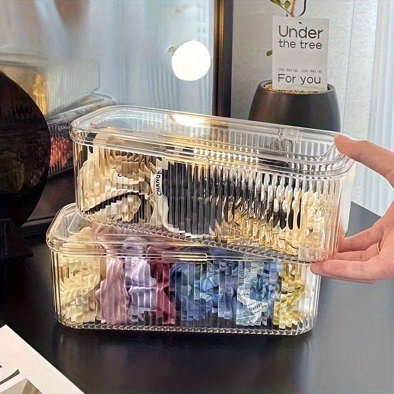 clear plastic storage box with lid transparent stackable organizer for makeup brushes hair accessories and beauty tools ideal for bedroom or bathroom vanity makeup storage organizer Product details 7