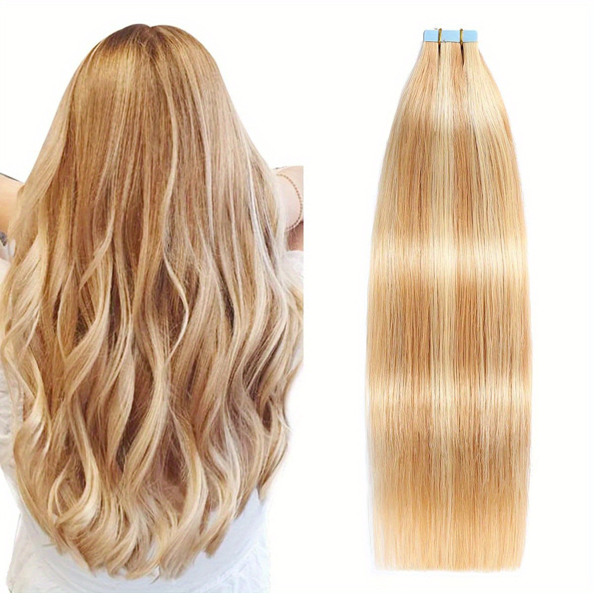 20pcs/ 50g Tape In Human Hair Extensions Seamless Skin Weft Smooth Hair 16-26inch Long Straight & Natural Looking