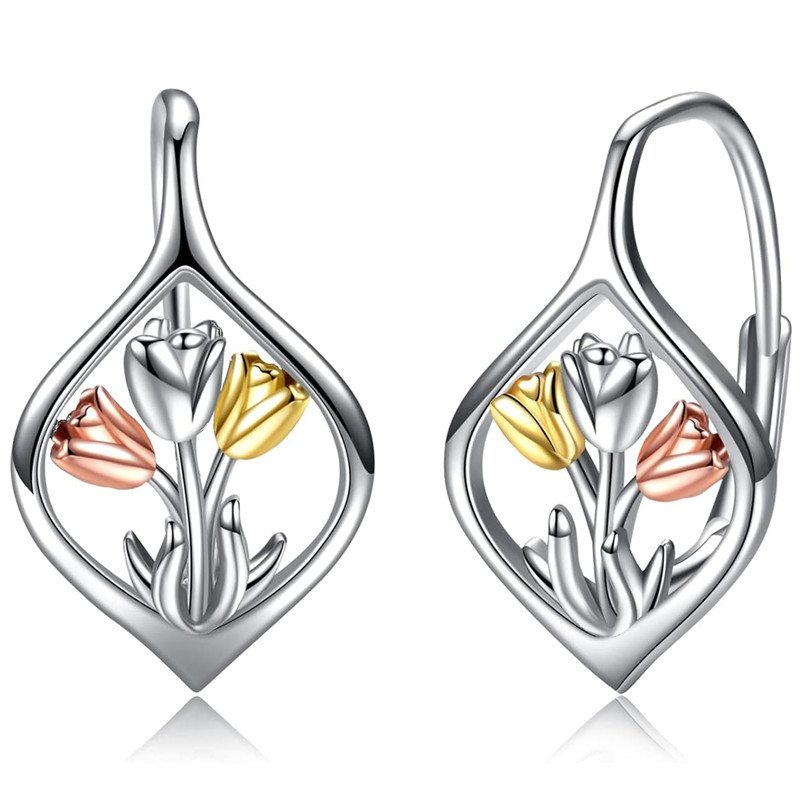 E-shop 1 Paar Elegante Bunte Tulpen Ohrringe Süße Blumenreifen Ohrringe für Frauen Party Urlaub Ohrringe Einfache Schmuckstücke