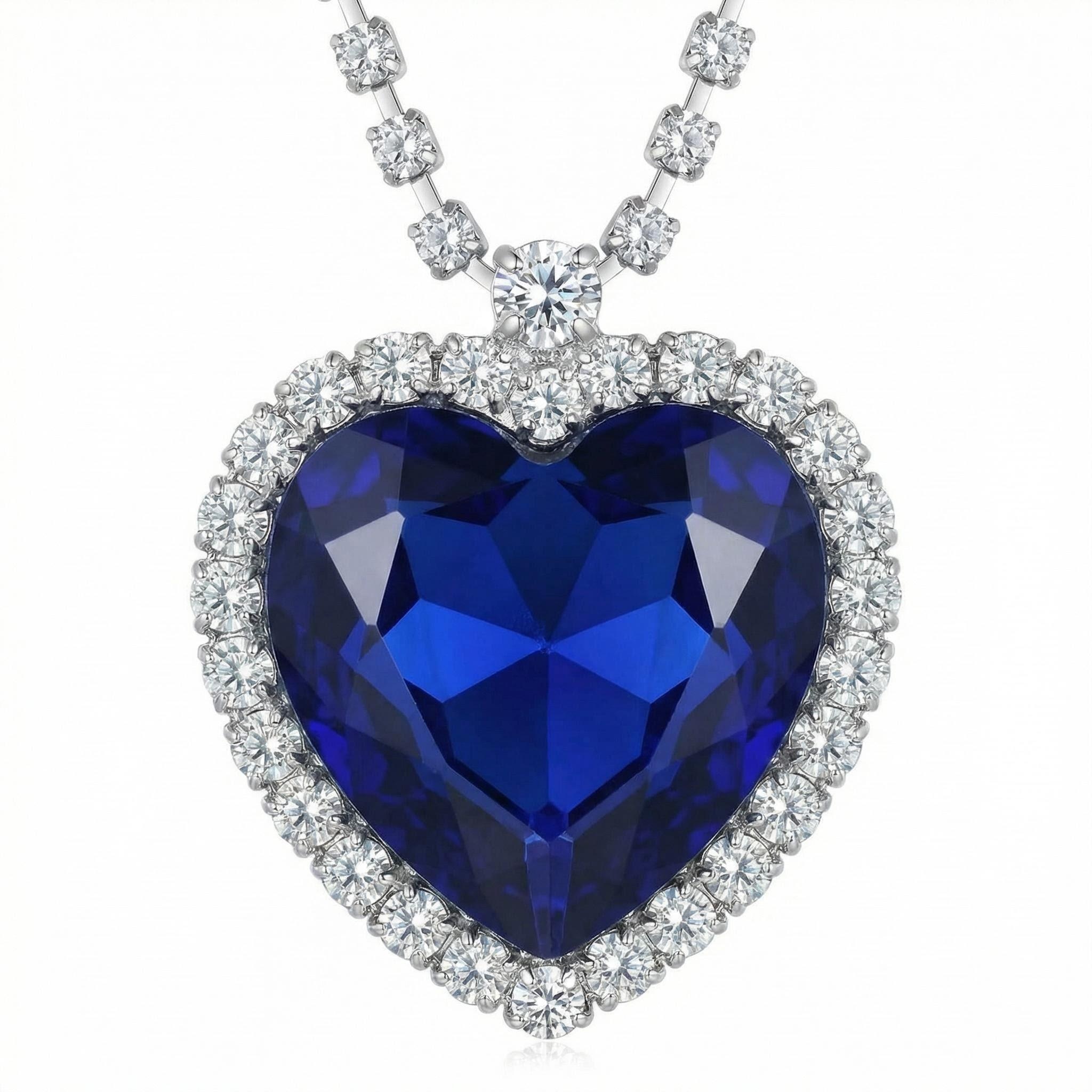 TEMU Collier avec pendentif cœur bohème , synthétique bleue, accessoire élégant et éblouissant pour célébrations et réunions