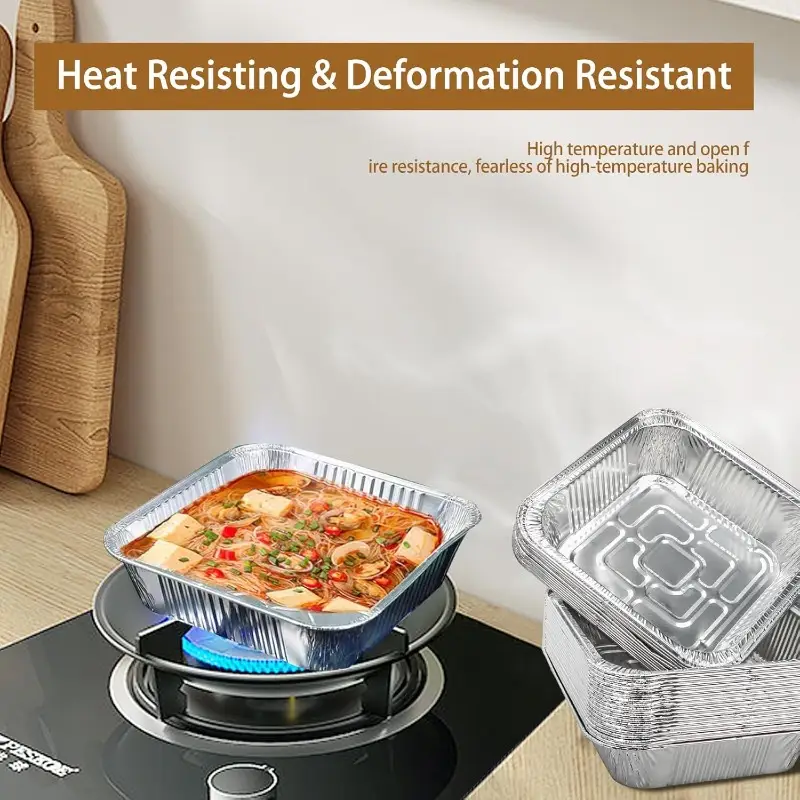 50pcs heavy-duty disposable aluminum foil air fryer liners - 7x7 inch square pans with rounded corners, 600°c heat-resistant, greaseproof & high quality for instant pot, oven, grill, steamer basket - stackable, induction-safe (compatible with air fryers, ovens, induction cooktops) - food-safe, easy clean, ideal for parties, camping, bbqs - 50pcs bulk pack, air fryer liners non stick, aluminum foil pans with lids, air fryer , air fryer liners large size Product details 3