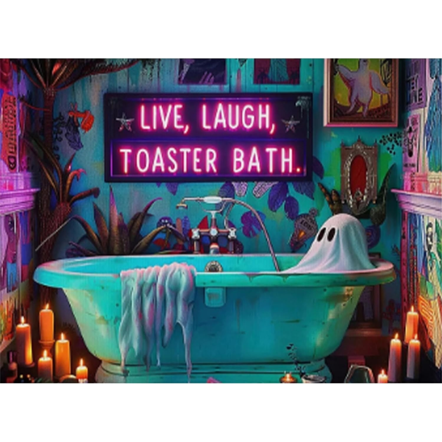 TEMU Kit de peinture diamant Halloween (Style adulte), Salle de bain Kit de peinture diamant 5D (Style débutant adulte), Kit d'art de de peinture de