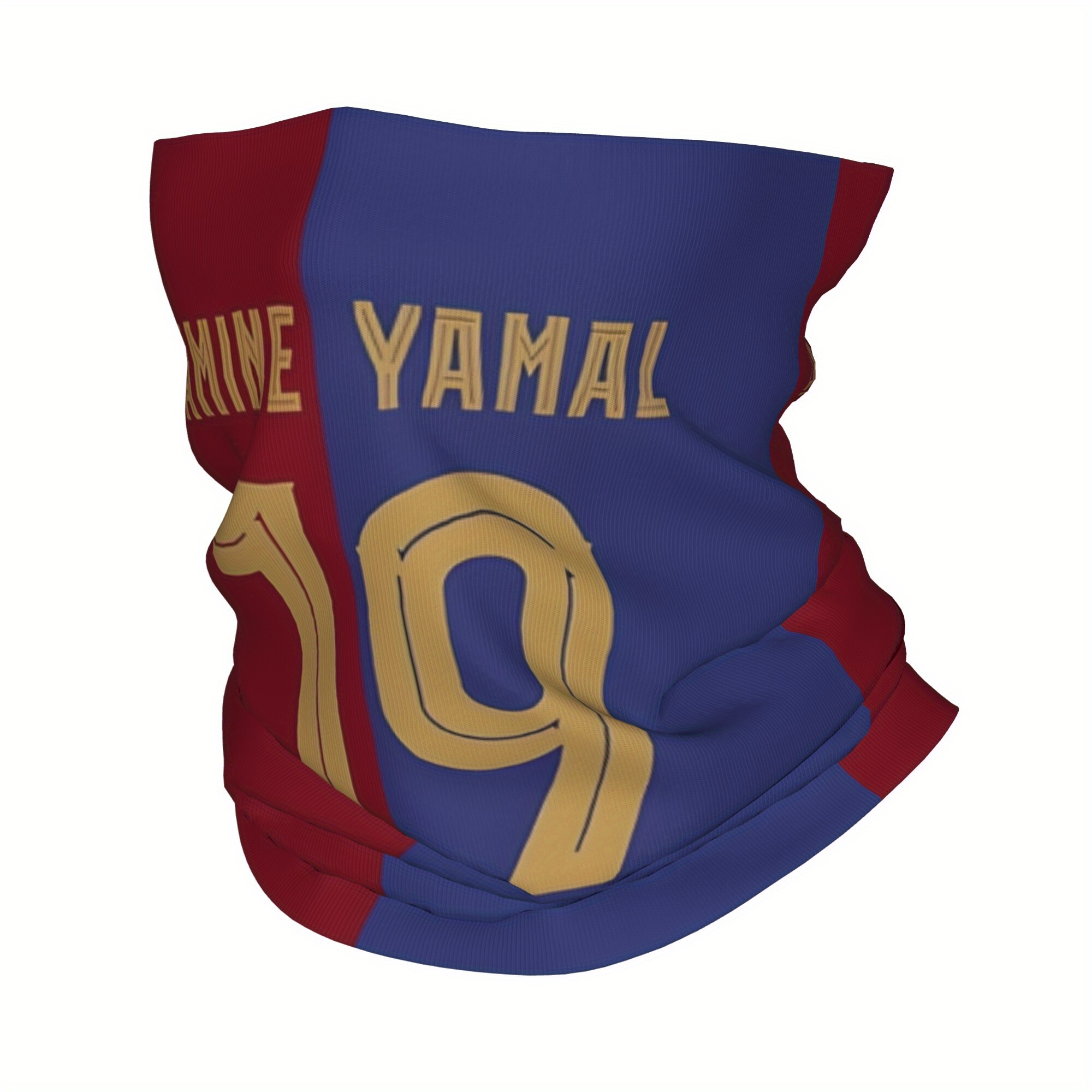 TEMU Barcelona Kit Scarf Neckerchief Neck Face Mask - Polyester, Striped Design With Golden Accents, Sports Events & Fan Apparel, Sports Event