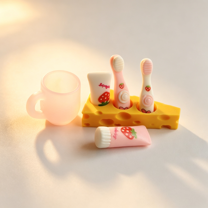 TEMU Juego de 6 piezas de accesorios de miniatura para casa de muñecas: estante para queso y set de artículos de tocador, mini adornos de baño,