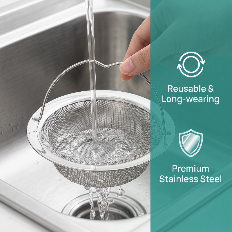 Stainless Steel Sink Strainer with Lifting Handle, 3pcs