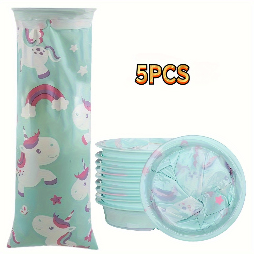 TEMU 5pcs Car Vomit Bag, Leak Proof Disposable Vomit Bag, Cute Design, Suitable For , Taxi, Plane , Pvc Material, Essential For Travel | Carriage Theme | Leak Proof Design Car Vomit Bag, Garbage Bag
