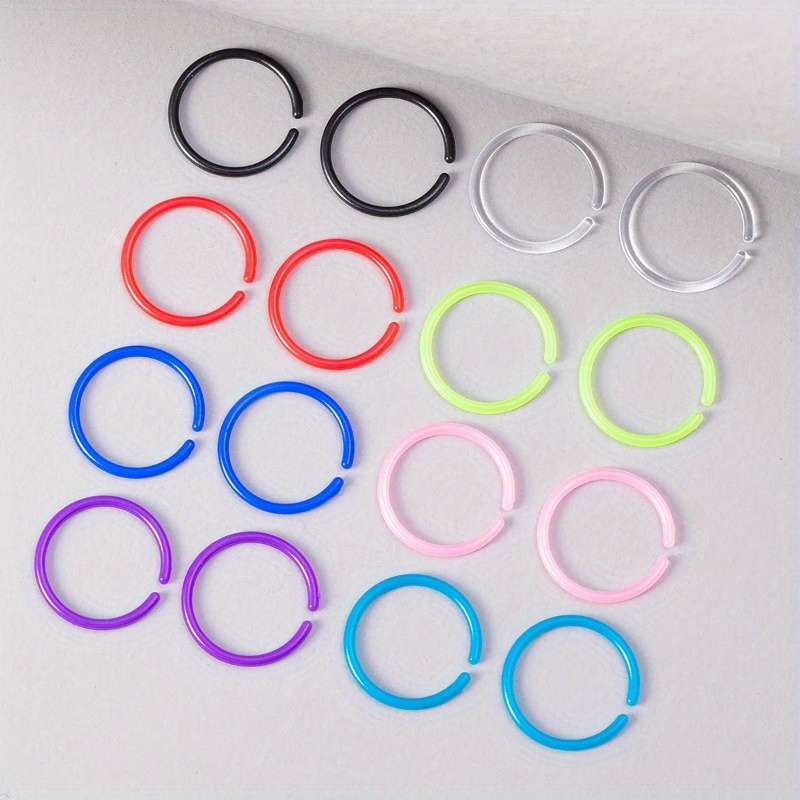 TEMU 16pcs/ Set Flexible Colorful Nose Ring Lip Hoops Retainer Septum Jewelry Cartilage Daith Tragus Earrings Piercing Jewelry