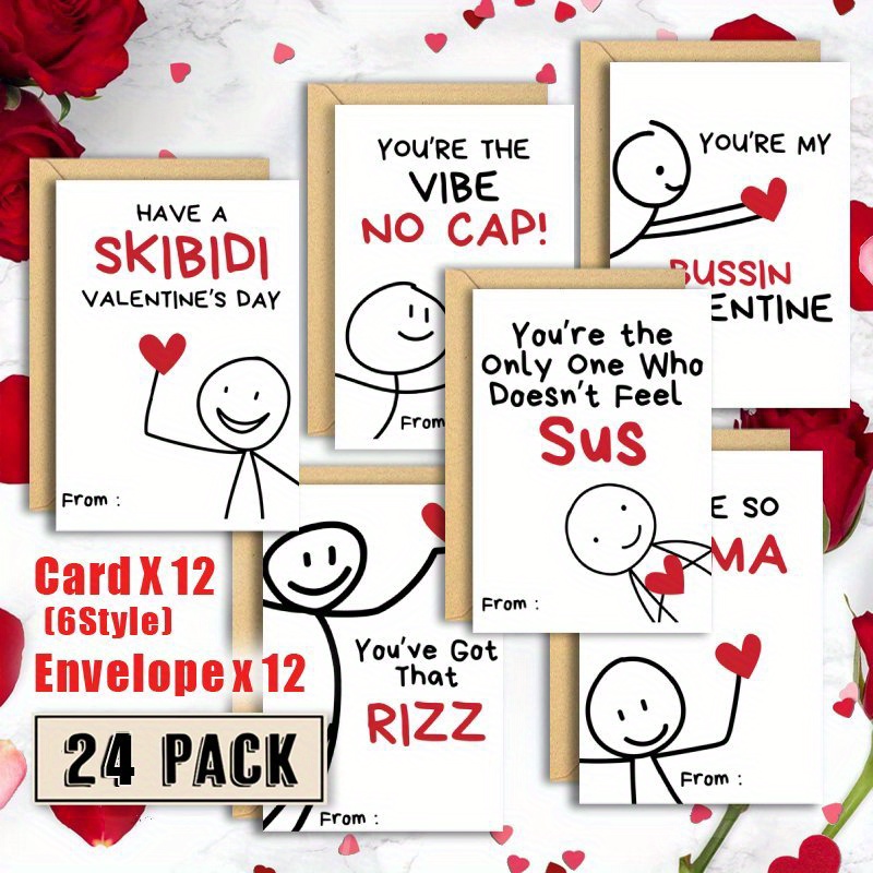 

24-pack Valentine's Day Greeting Cards With Envelopes, Bulk Set For , Wives, , , And .