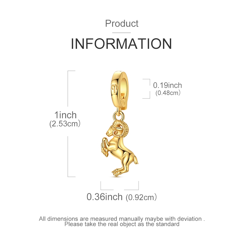 Women's 925 Sterling Silver Golden Aries Zodiac Pendant