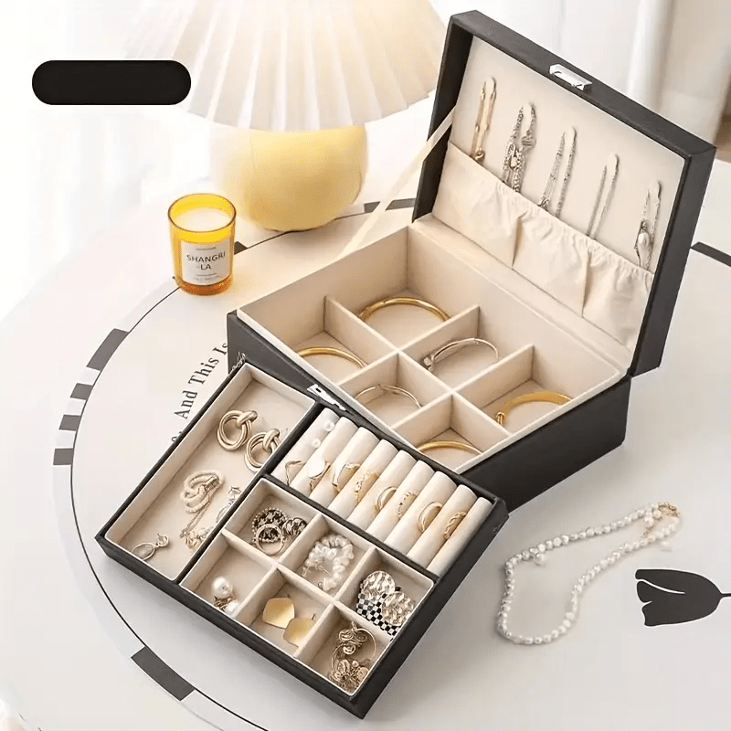 womens elegant multi drawer jewelry box with locking mechanism soft fabric like lining multi compartment organizer for necklaces rings earrings bracelets durable construction multi color options decorative storage case for home office ideal gift for jewelry lovers ring holder   construction Product details 3