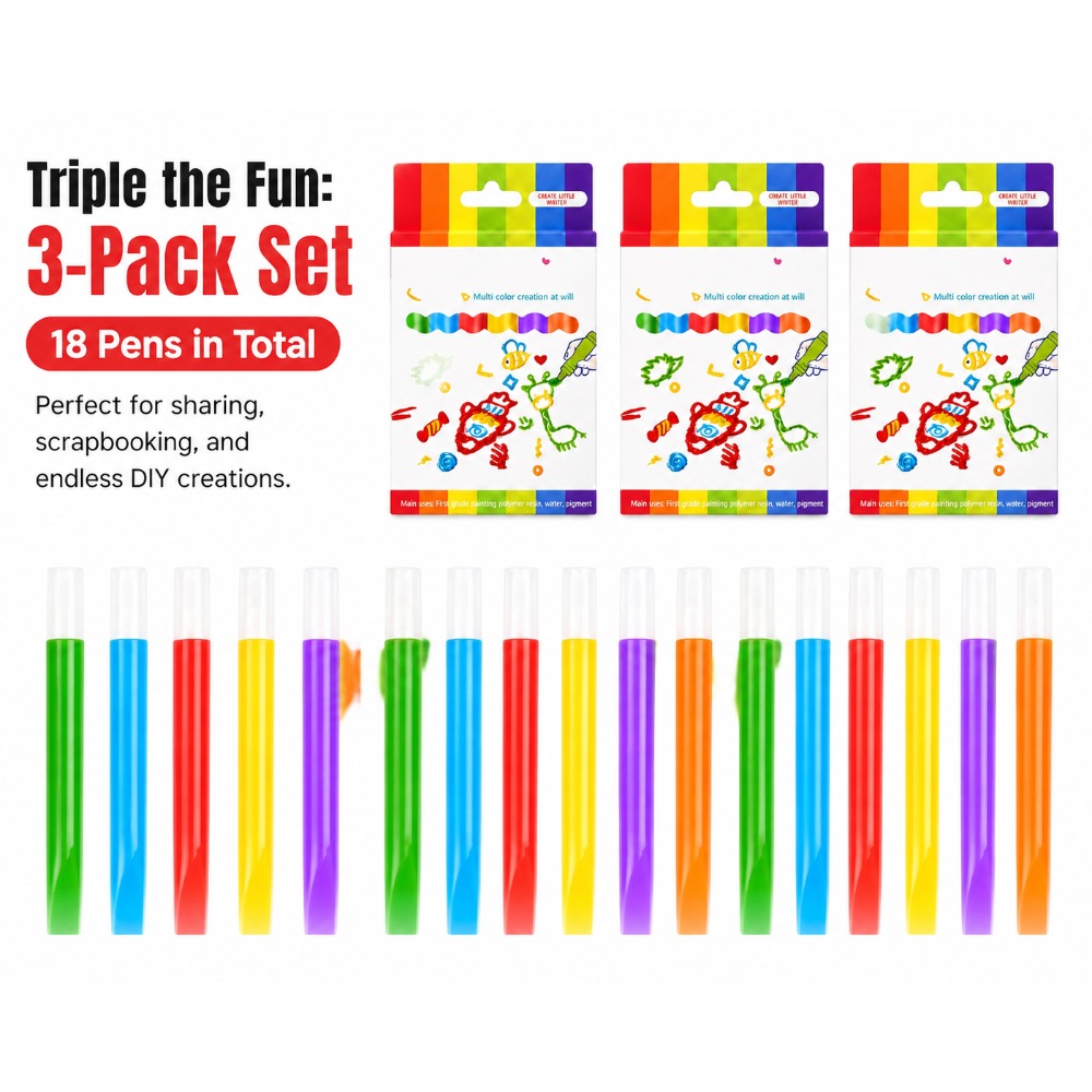 TEMU A Set Of 3 Packs (totaling 18 Pens)- 3d Puffy Pens Feature Embossed Ink In , Making Them Perfect For Birthday Cards And Diy Holiday Gifts.