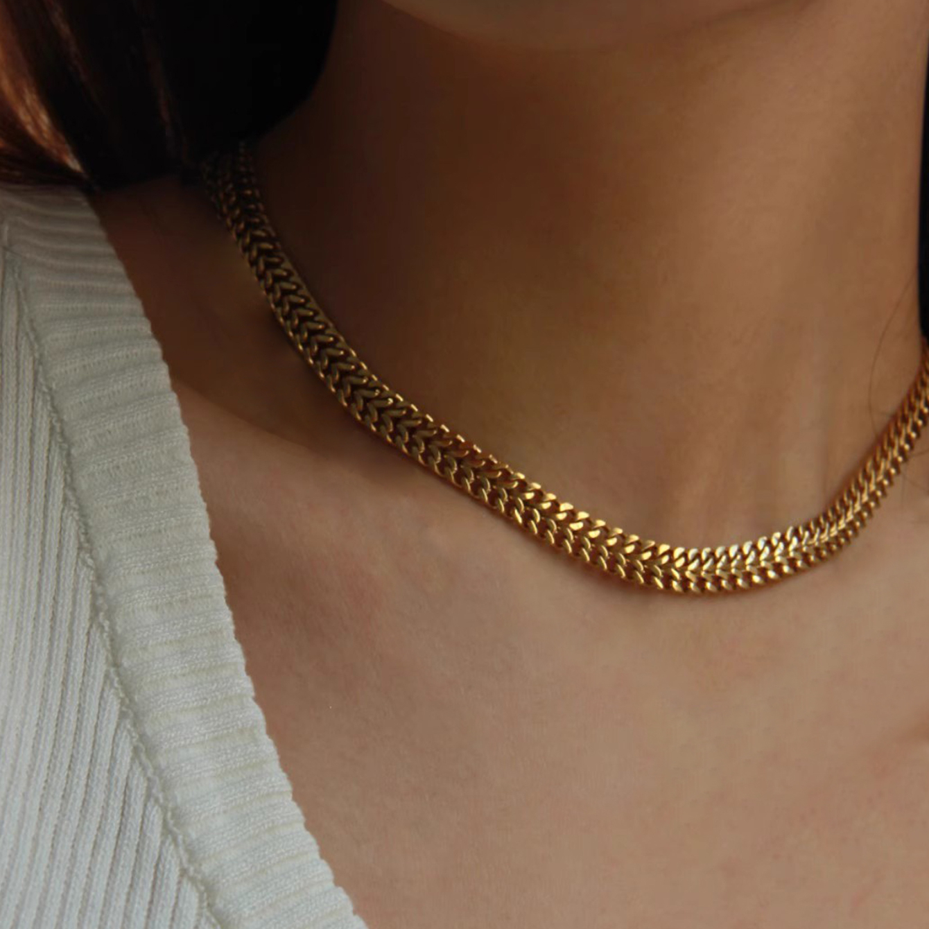 TEMU 1 pieza Collar de acero inoxidable de moda para mujer, cadena gruesa con un estilo único y de , cadena de clavícula de acero inoxidable, collar