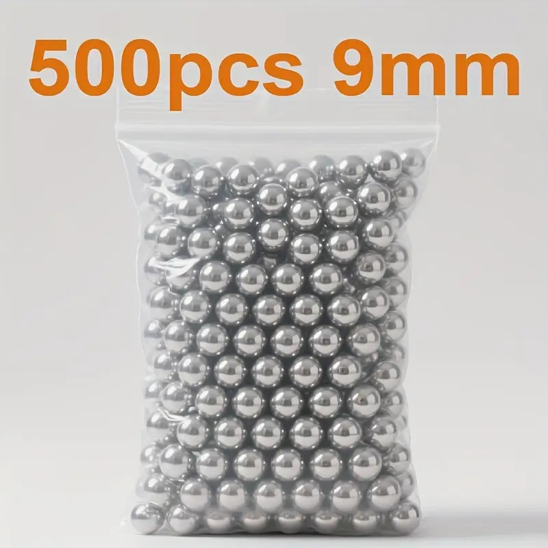 TEMU 500pcs Heavy-duty Stainless Steel Ball Bearings - 9mm Solid Precision Balls, Polished Surface, -resistant And Durable, Suitable For Hunting,
