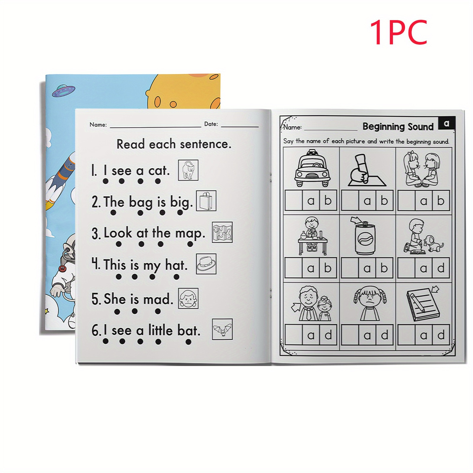1pc Educational Activity Book Learn words for Children: lmprove Learning Ability with Letters