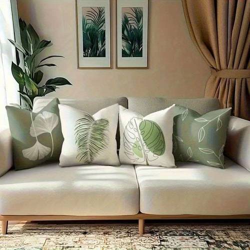 2d flat 4pcs 2d printing plant pattern pillowcase fresh and comfortable modern fashion decorative pillowcase suitable for sofa living room outdoor decorative pillowcase decorative pillow plant print pillowcase retro plant design pill