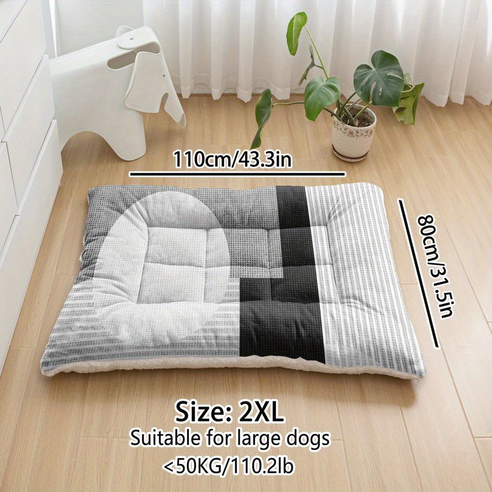 TEMU Oversized Plush Dog Bed Sofa, Minimalist Geometry Printing Dog Crate Pad, Machine Washable Dog Bed, Kennel Pad Mat, Suitable For Small Dogs,