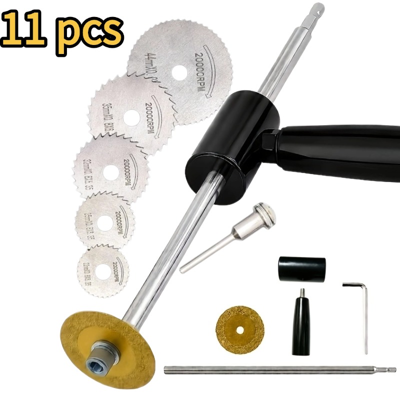 TEMU Juego de 11 piezas de cortador de interior de tuberías de resistencia - Rueda de diamante, para tuberías de PVC, madera y piedra - 6 hojas