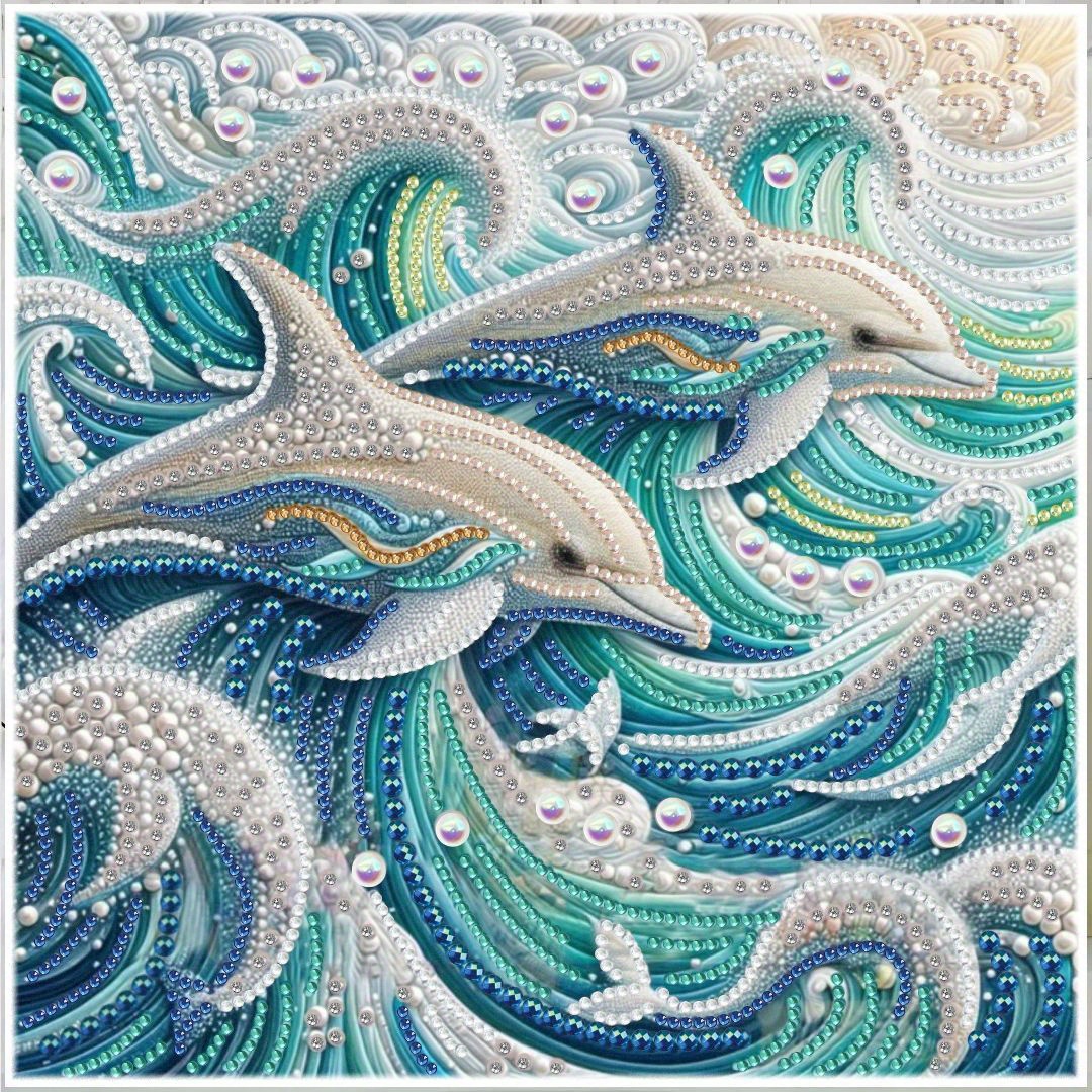 5D DIY Diamond Painting Kits for Adults,Round Full Drill Diamond Art Dolphin,Crystal Embroidery Cross Stitch Canvas Diamond Art Painting by Numbers as Gifts for Home Wall Decor (Animal,35x55cm)Ly-1544