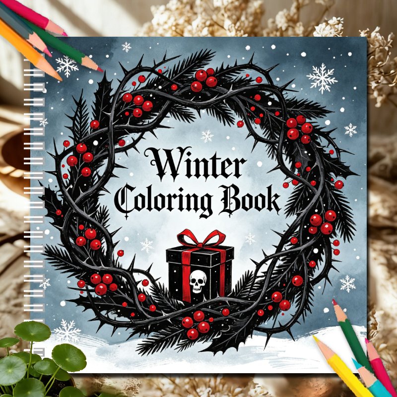 TEMU Yao Winter Adult Coloring Book: Dark Gothic Themed Coloring Pages For Stress And Unlimited , Unique Spooky Patterns For Adults To Enjoy A Moment