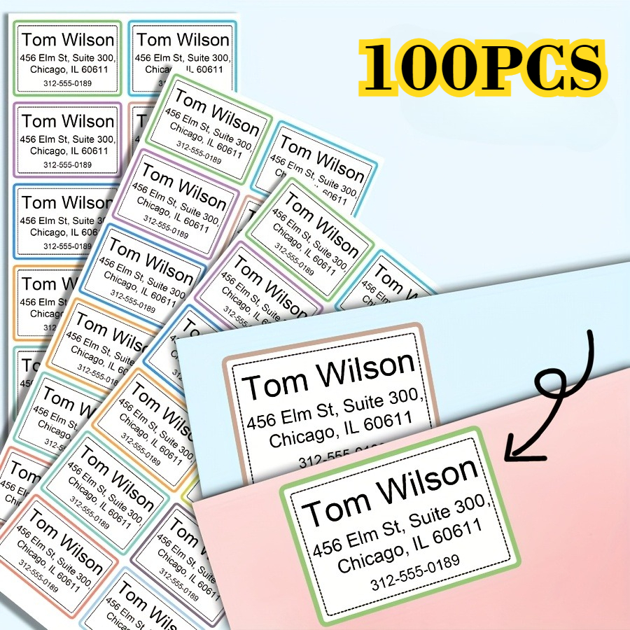 TEMU 100/200 stuks 4,2x3,2 cm Aangepaste Zelfklevende Naam- en Adreslabels, Geschikt voor Brieven, Uitnodigingen, Kaarten, Cadeaus, Retourzendingen,