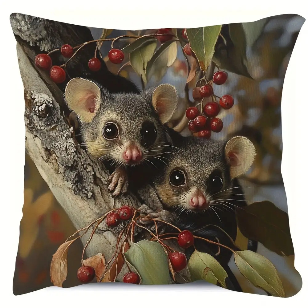TEMU A 1pc Australian Wombat Pillowcase, Measuring 18x18 Inches, Featuring Soft Plush Double-sided Printing With A Cute Brown And Gray Wombat Design