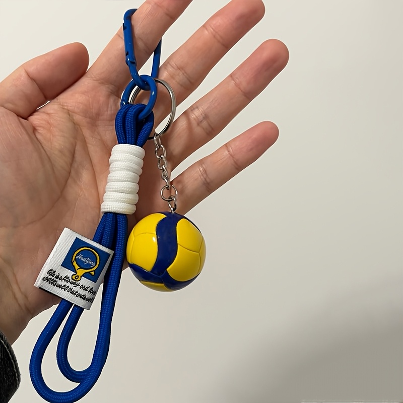 TEMU 4cm Simulated Plastic Volleyball Keychain Set With Rope- Sporty Car Keys/backpack Accessory, Durable Gift For Volleyball Lovers, Unisex Sports