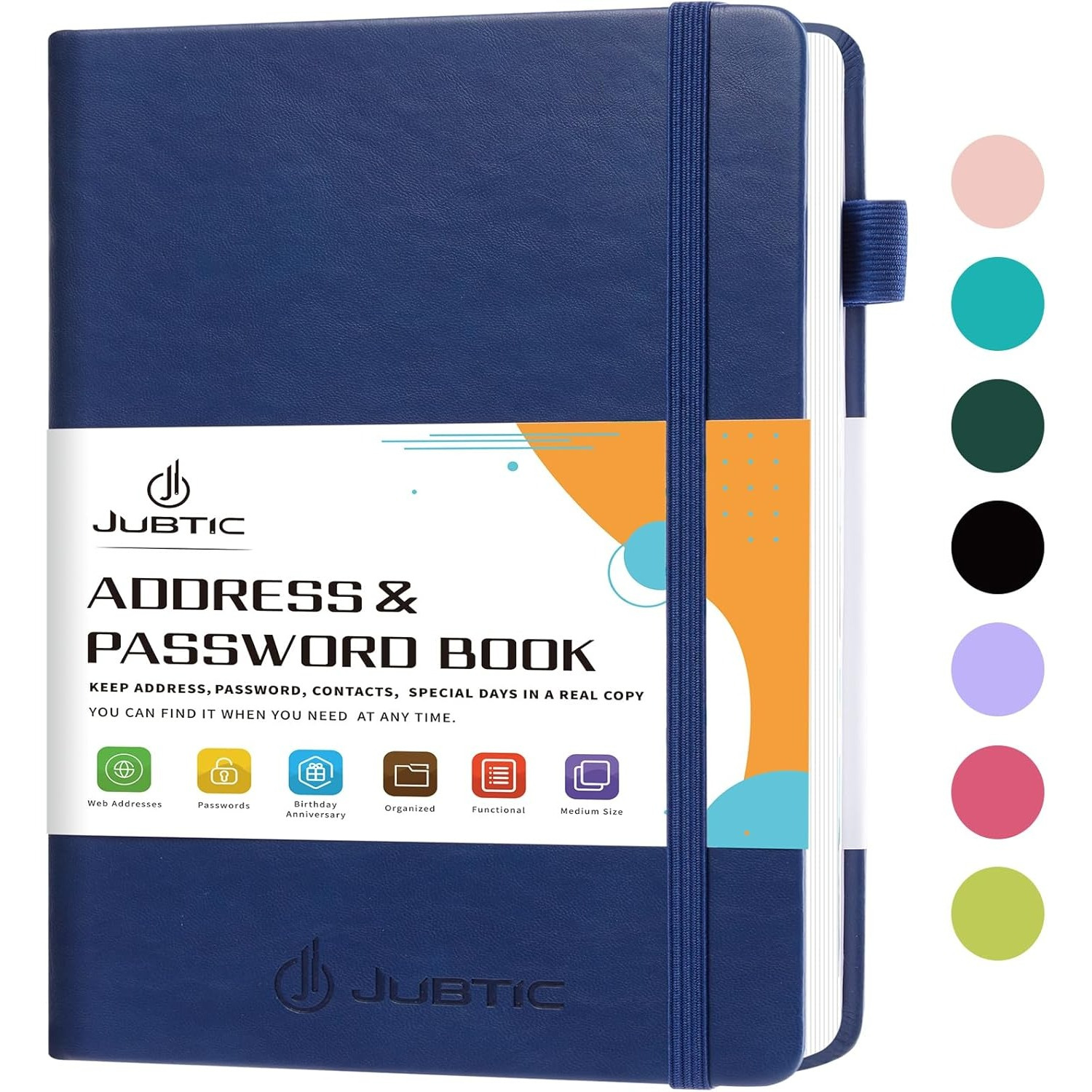 

Hardcover Address Book With Alphabet Tabs - Password & Phone Organizer, Contact Record Journal For Home Or Office Use - Black