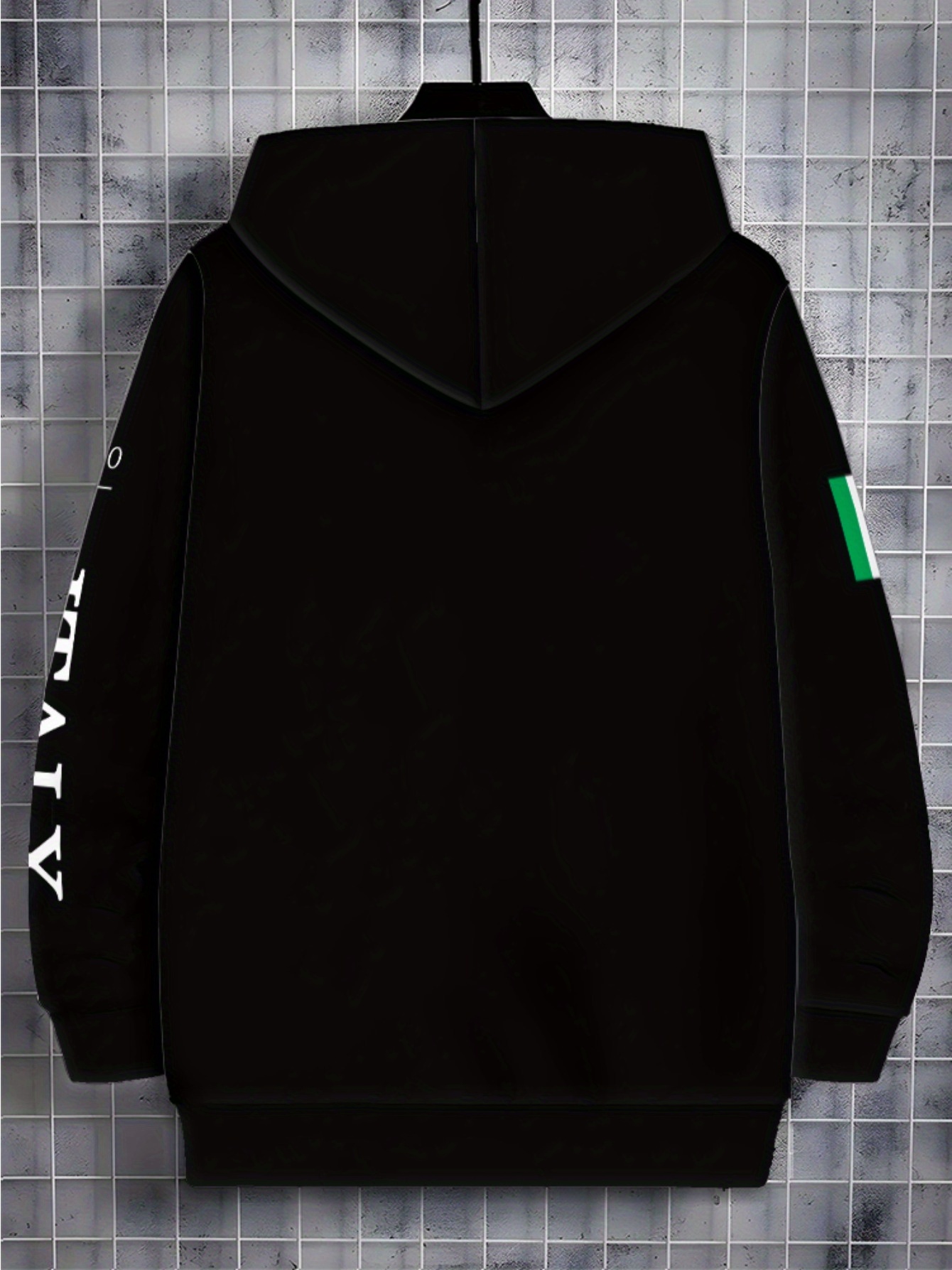 Hoodie for Living Room Wear | Black Color, Durable and Lightweight, Featuring Green Stripe Design on Sleeve, Ideal for Casual Home Use and Daily Activities, Comfortable Fit for Men and Women, Regular Fit, Zip Up Closure
