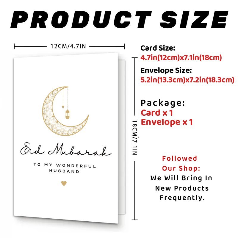 1 Eid Al-fitr Greeting Card, Wishing A Blessed Ramadan, Suitable For Arab Celebrations, A Perfect Present For , Complete With An Envelope