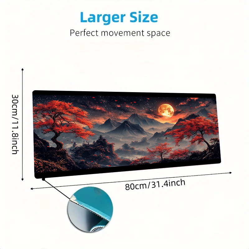 TEMU 1pc Moon Print Mouse Pad Computer Keyboard Pad Large Non-slip Mouse Pad Gaming Accessories Office Computer Pc Birthday Gift Gamer Laptop Light