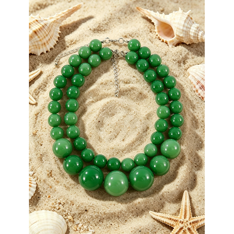 2pc Bohemian Acrylic Round Geometric Necklace Set, Summer
