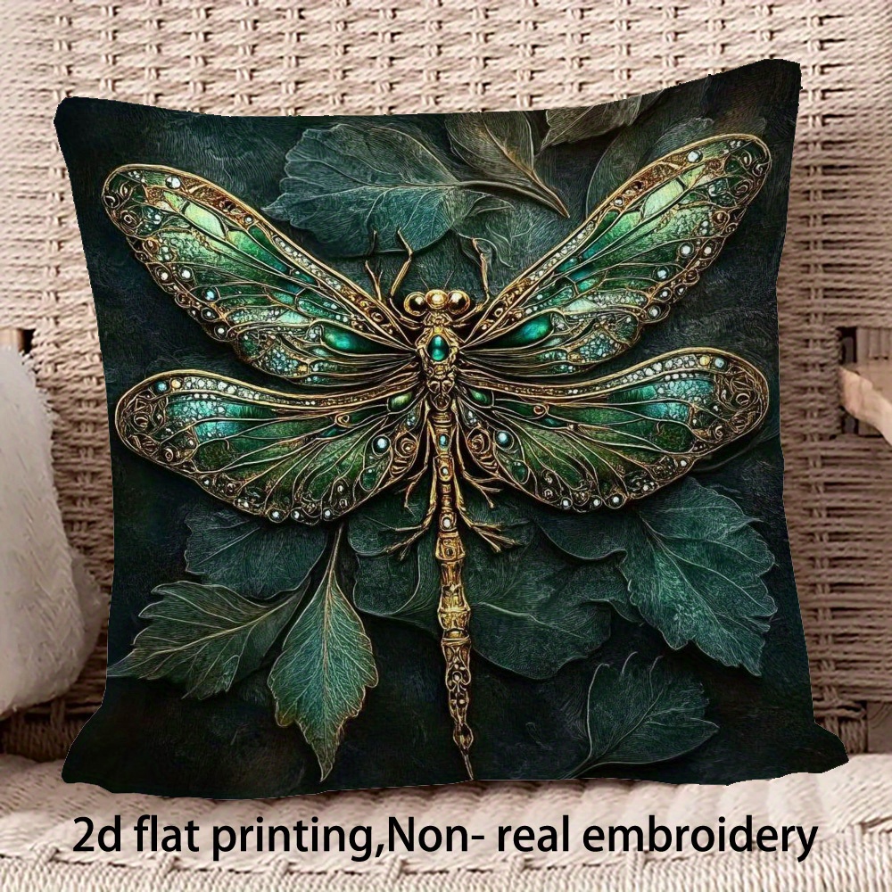 TEMU 1 Luxurious Decorative Pillow- Pattern And Golden- Ultra Soft Plush Cushion Cover- Double-sided Printed No-fill Design- Machine Washable Zipper