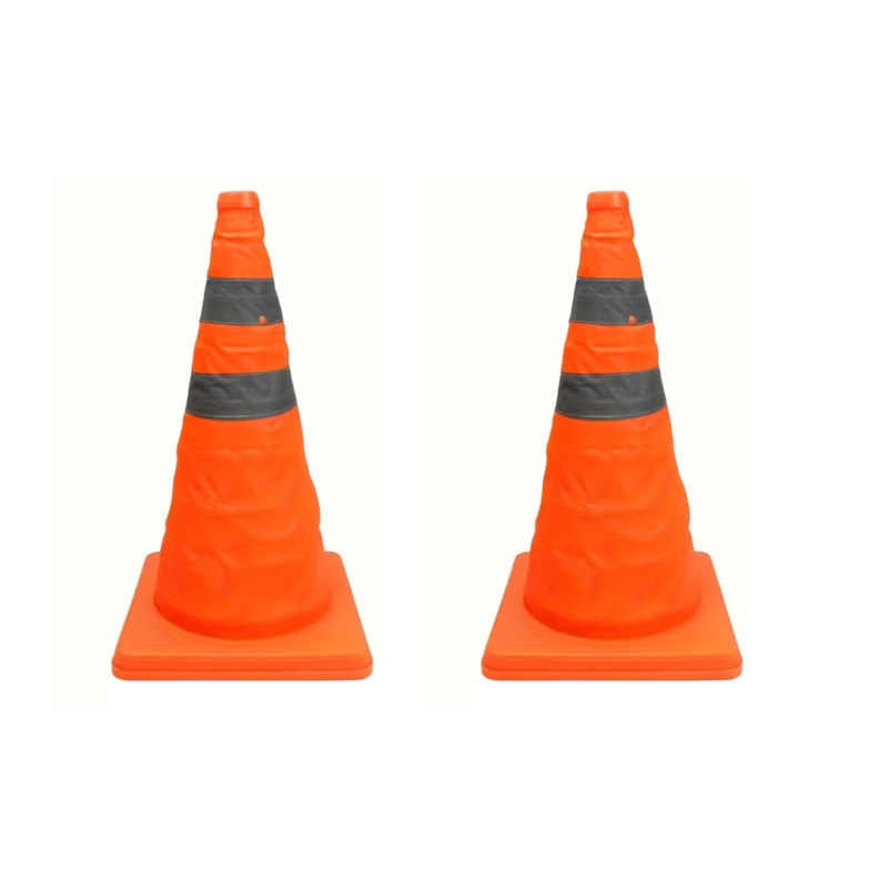 TEMU 18-inch Folding Traffic Cone - Portable Pop-up Reflective Safety Cone With 2 High-visibility Stripes, Orange Road Cone For , Driving Training,